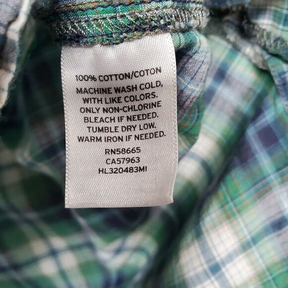Treasure & Bond 1/2 Button Long Sleeve Plaid Shirt Green Womens Small Cotton - Picture 3 of 10